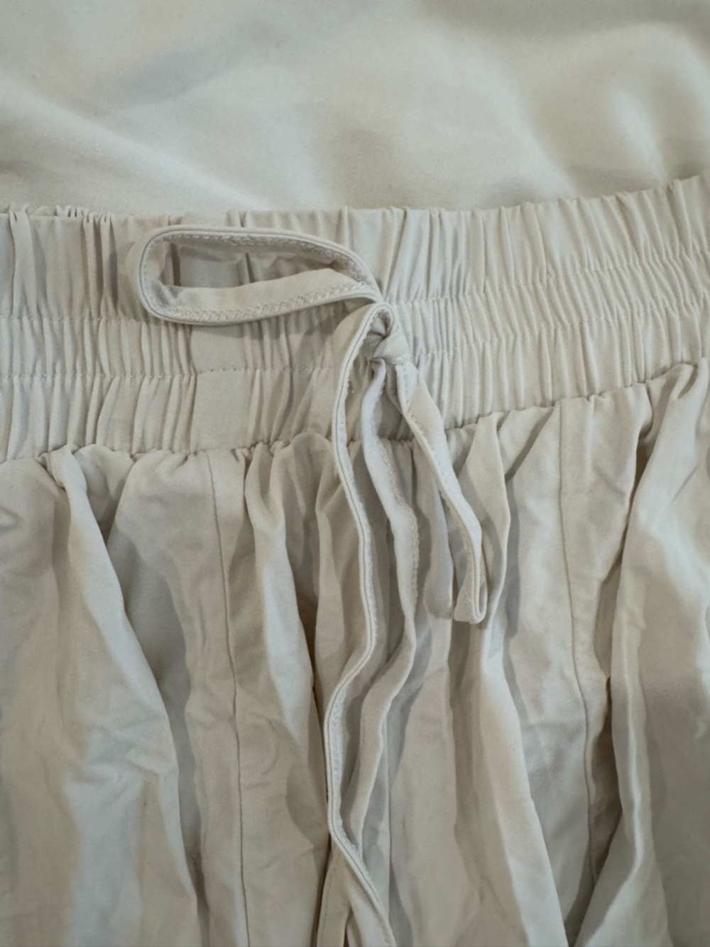 Light Gray Drawstring Ruffle Women’s Shorts - Picture 3 of 5